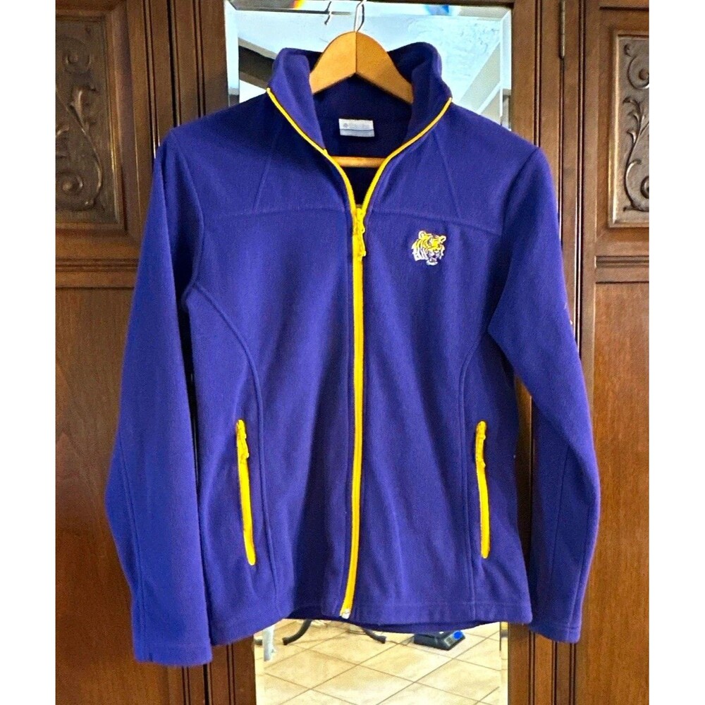 Columbia Women's LSU Tigers Full Zip Fleece Jacket Purple Gold Sz Small Game Day